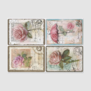 Briefmarke Rose Seidenpapier