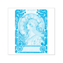 BRIEFMARKE RUBBER: ALPHONS MARIA MUCHA : LA PLUME