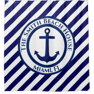 Briefmarke und Diagonale Streifen Duschvorhang