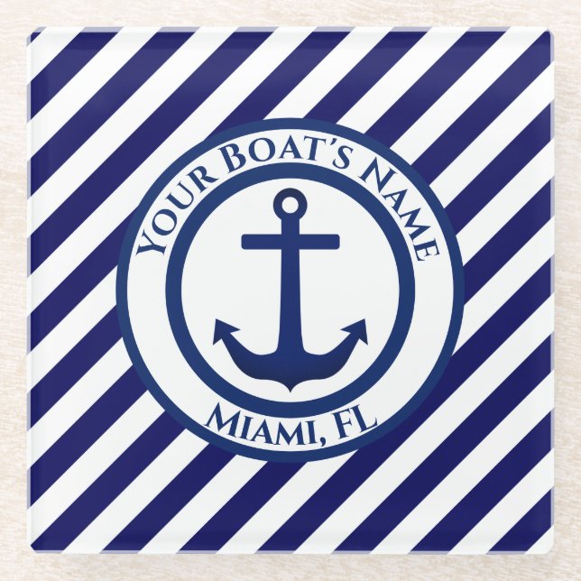 Briefmarke und Diagonale Streifen Glasuntersetzer (Vorderseite)