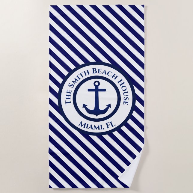 Briefmarke und Diagonale Streifen Strandtuch (Vorderseite)