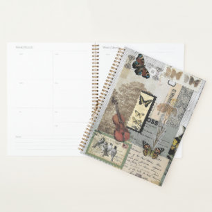 Briefmarke Vintag Ephemera Decoupage Planer