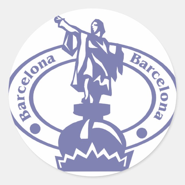 Briefmarke von Barcelona Runder Aufkleber (Vorderseite)