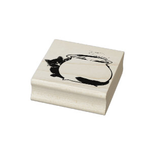 Briefmarke von Cat- und Cauldron-Illustration Gummistempel