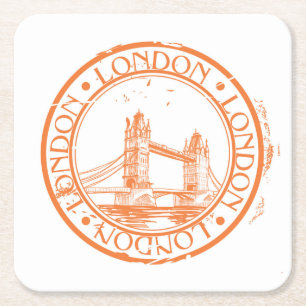 Briefmarke zur Stornierung von London Rechteckiger Pappuntersetzer