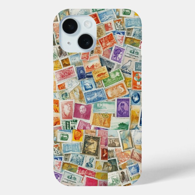 Briefmarken Aquarell Case-Mate iPhone Hülle (Rückseite)