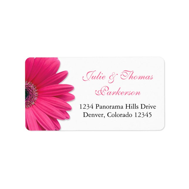 Briefmarken für Hochzeitadresse | Pink Gerbera Dai Adressaufkleber (Vorne)