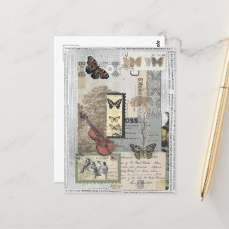Briefmarken Vintage-Ephemera Decoupage Postkarte