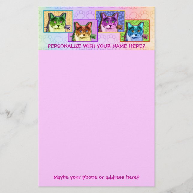 Briefpapier - Pop-Kunst-Tom-Katze (Vorderseite)