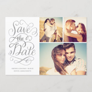 Brieftes Silber-Imitat Save the Date Collage