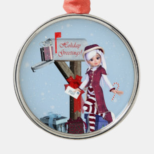 Briefträger-Elf-Briefkasten und Silbernes Ornament