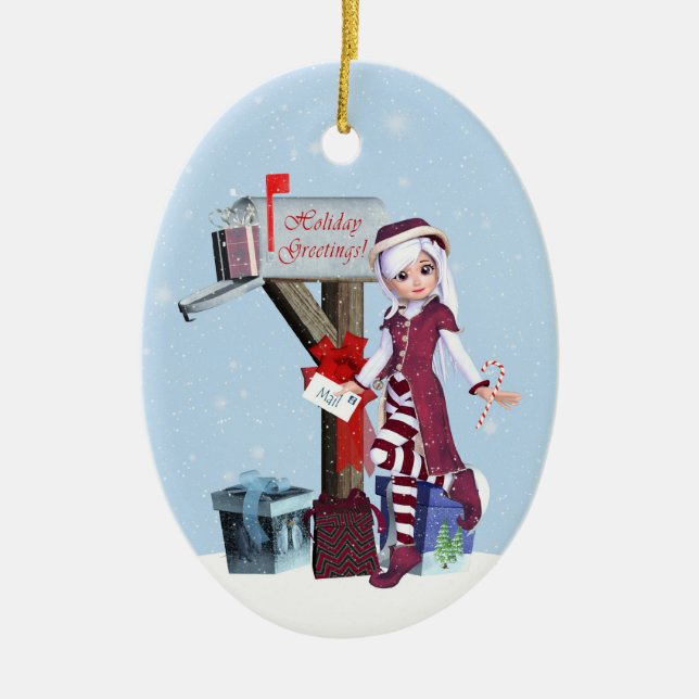 Briefträger Elf Mailbox und Geschenke Ornament (Vorne)