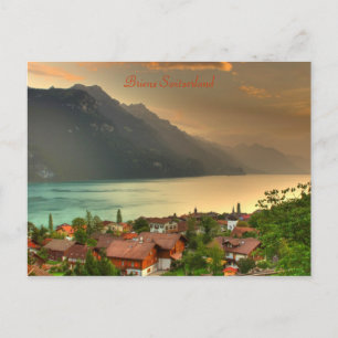 Brienz Schweiz & Brienzersee & Schweizer Alpen Postkarte