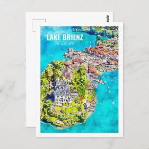 Brienzer See Schweiz Reisen Wasserfarben Sketch Postkarte
