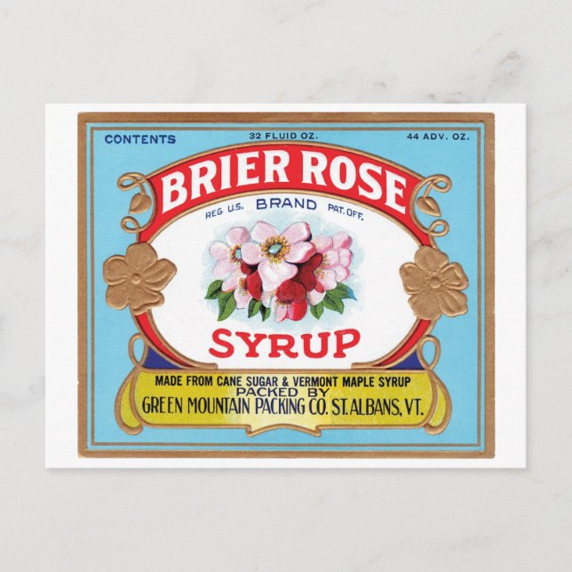 Brier Rose Vintag Sirup Label Postkarte (Vorderseite)