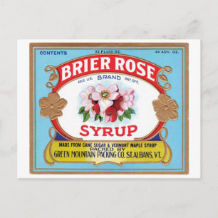 Brier Rose Vintage Sirup Etikett Postkarte