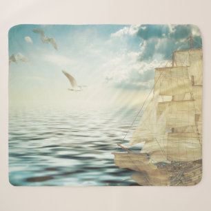 Brigantine Sailboat & Seagulls Sherpadecke