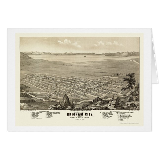 Brigham Stadt, UT panoramische Karte - 1875 (Vorderseite (Horizontal))