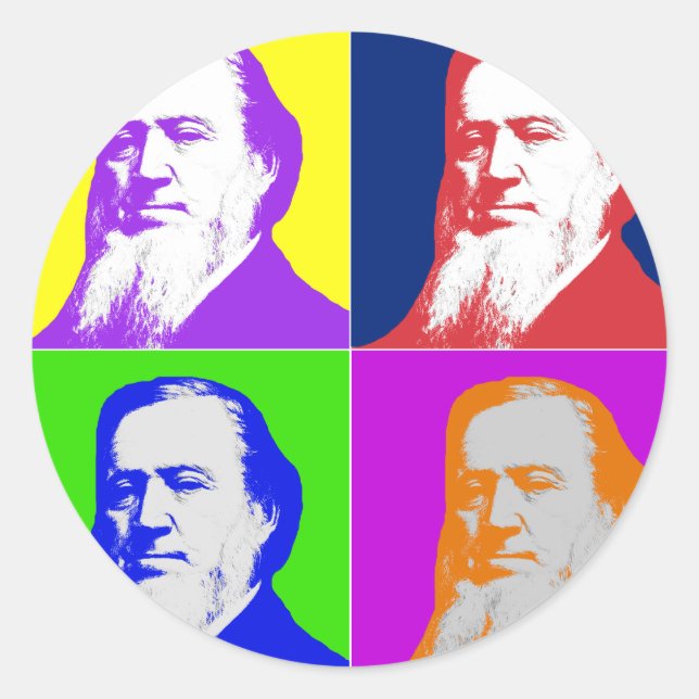 Brigham Young Pop Art Runder Aufkleber (Vorderseite)