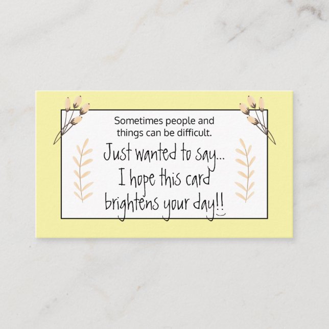 Brighed your Day Yellow Floral Kindness Cards Visitenkarte (Vorderseite)