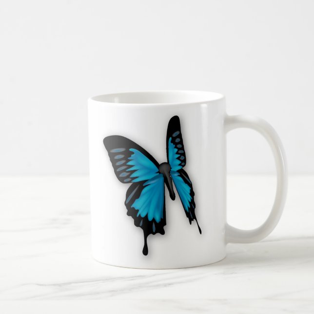 Brighly Hued Blue Butterfly Tasse (Rechts)