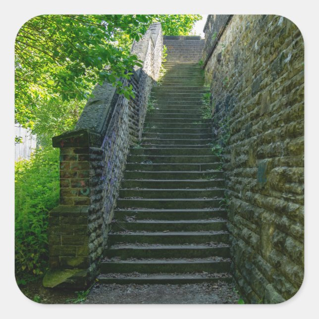 Brighouse Steps - West Yorkshire Quadratischer Aufkleber (Vorderseite)