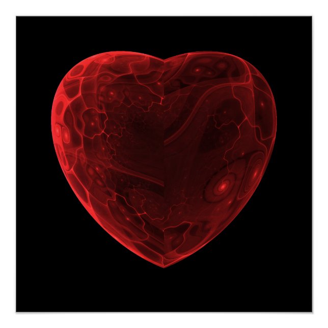 Bright abstract fractal red heart, Fractal  heart Poster (Vorderseite)