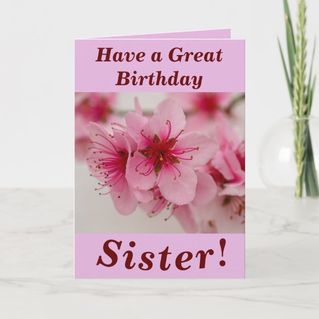 Bright and Bold Floral Birthday Card for Sister Karte (Vorderseite)