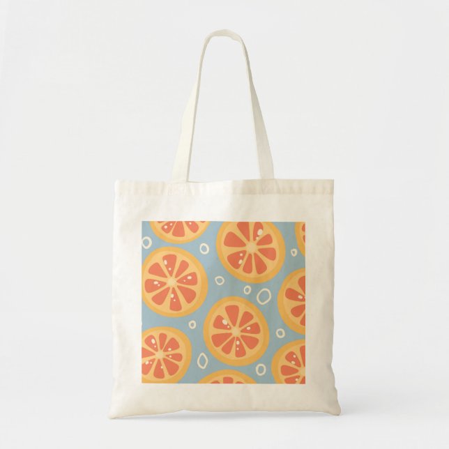 Bright and Bold Orange Slices Pattern on Blue Tragetasche (Vorne)