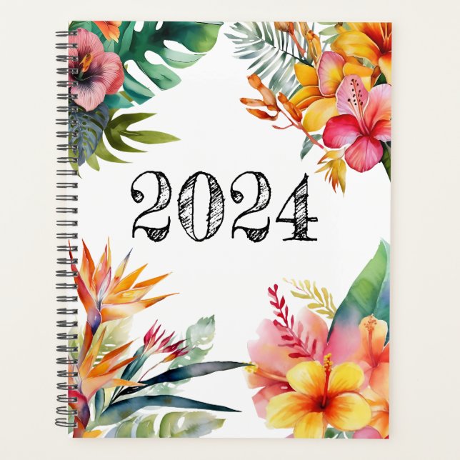 Bright and Cheerful Tropical Flower Planner Planer (Vorderseite)