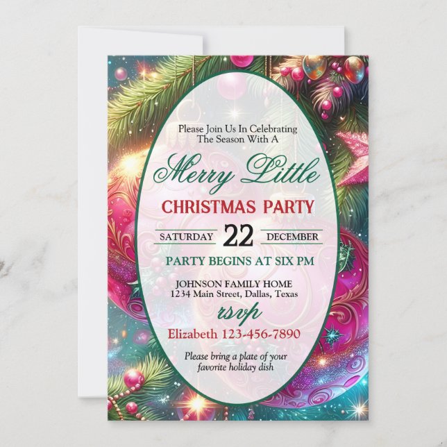 Bright and Colorful Christmas Party Invitation Einladung (Vorderseite)
