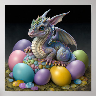Bright and ColorFul Easter Dragon Print Poster