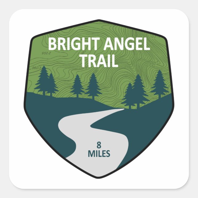 Bright Angel Trail Grand Canyon Quadratischer Aufkleber (Vorderseite)