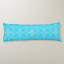 Bright Aqua Blue Double Damask Muster