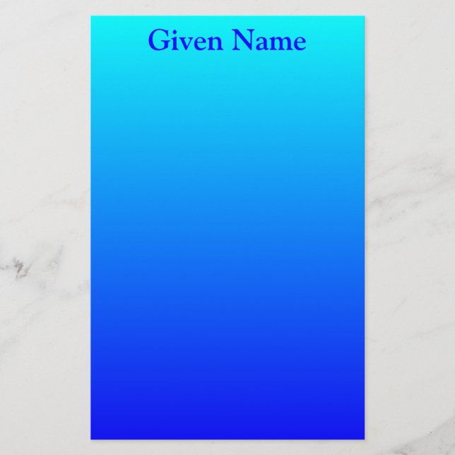 Bright Aqua Blue Personalisiert Ombre Briefpapier (Vorderseite)