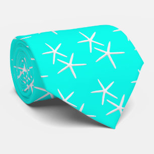 Bright Aqua Blue Starfish Beach Hochzeitsfeier Kra Krawatte