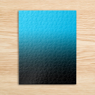 Bright Aqua Blue und Black Ombre Puzzle