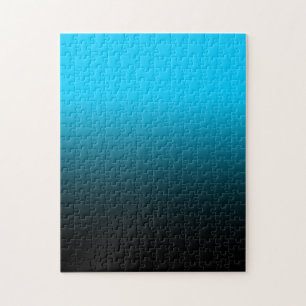 Bright Aqua Blue und Black Ombre Puzzle
