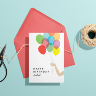 Bright Balloons Custom Happy Birthday Card Dankeskarte