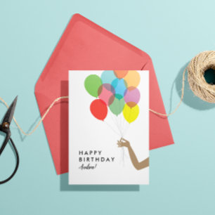 Bright Balloons Custom Happy Birthday Card Dankeskarte