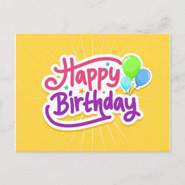 Bright Balloons Happy Birthday Postkarte (Vorderseite)