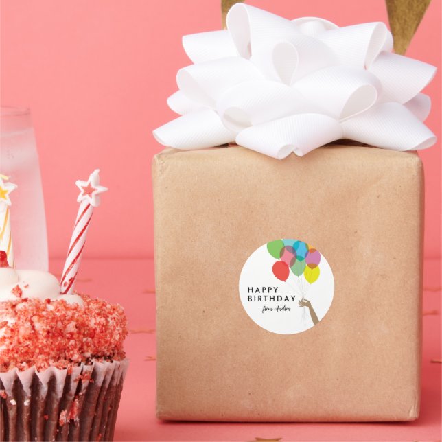 Bright Balloons Happy Birthday Runder Aufkleber (Party)