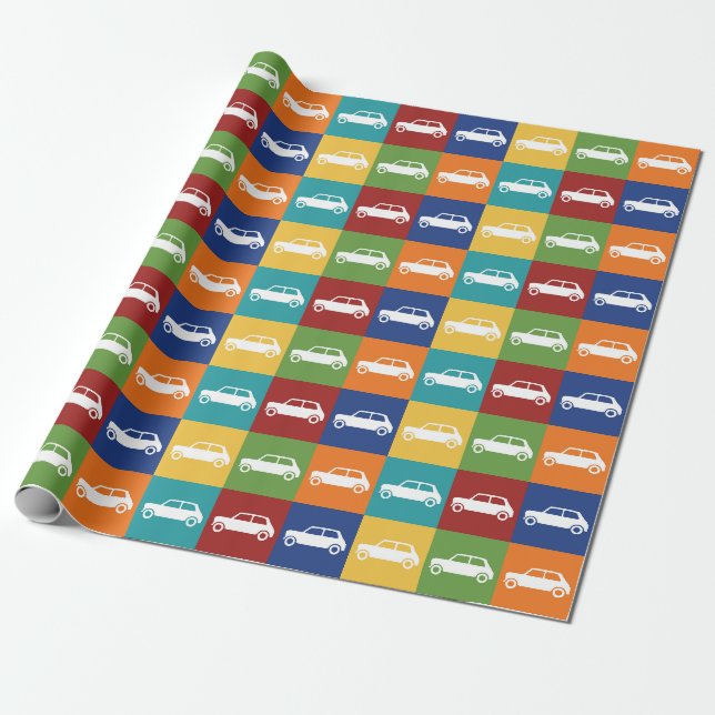 Bright Basics Schachbrett Mini Cooper Geschenkpapier (Ungerollt)