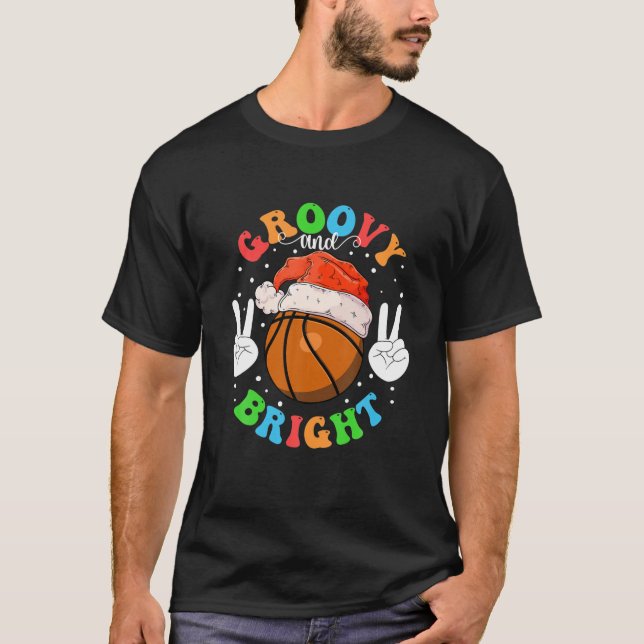 Bright Basketball Weihnachtsball Basketball Spiele T-Shirt (Vorderseite)