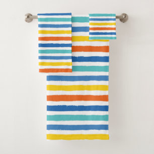 Bright Beachy Strip Muster Badhandtuch Set