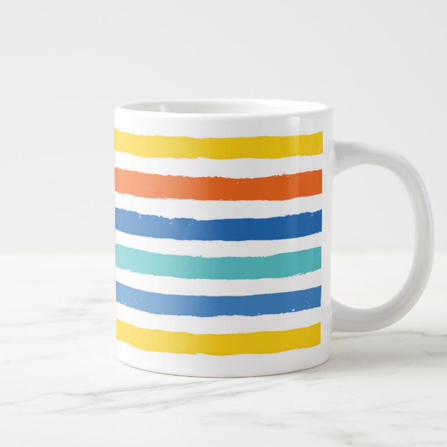 Bright Beachy Strip Muster Jumbo-Tasse (Rechts)