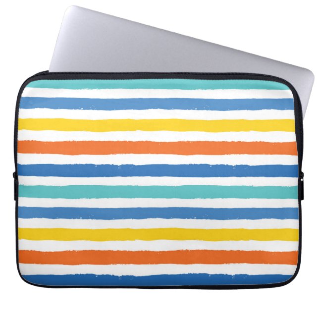 Bright Beachy Strip Muster Laptopschutzhülle (Vorderseite)