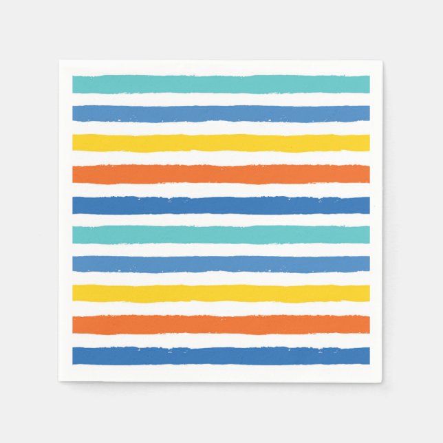 Bright Beachy Strip Muster Serviette (Vorderseite)