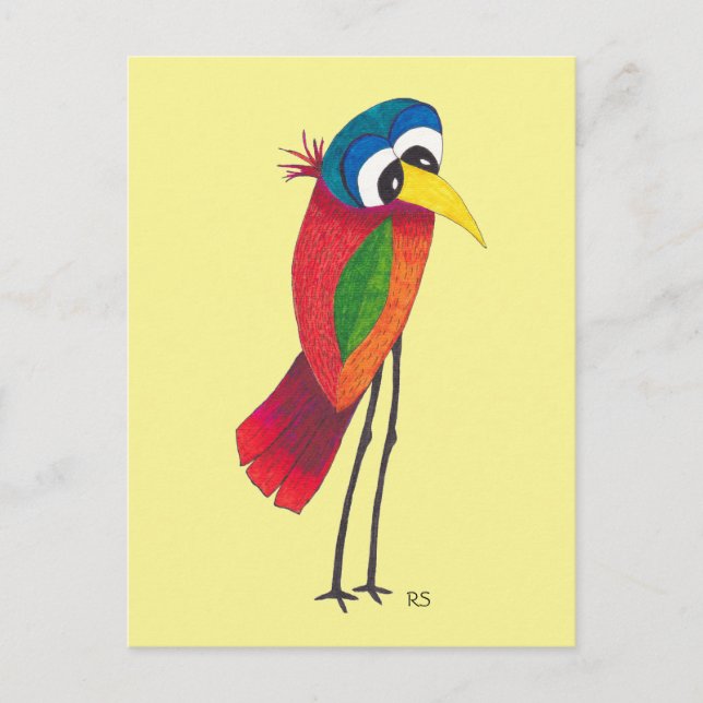 Bright Big-Mit Augen Bird-Postkarte Postkarte (Vorderseite)