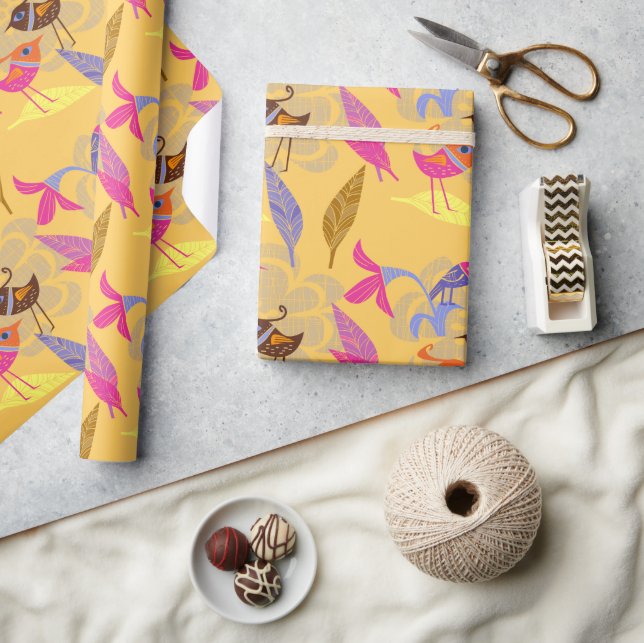 Bright Birds Wrapping Paper Geschenkpapier (Basteln)